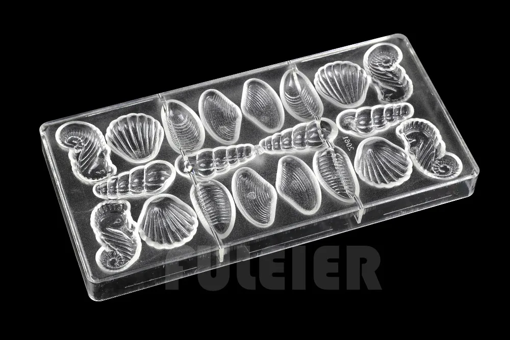 3D seashell формы для шоколадных конфет, принадлежности для выпечки в духовке, поликарбонатные формы для шоколада, формы для выпечки, Прямая поставка, инструменты для выпечки тортов
