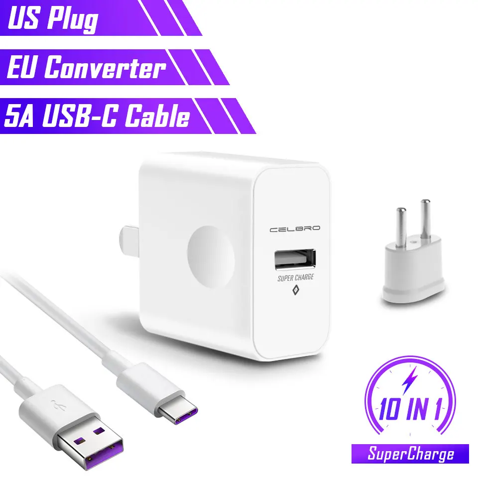 Charger with Cable Для huawei Fcp Scp/Oneplus 5 t/Meizu Mtk Usb настенное зарядное устройство адаптер супер тире Быстрая зарядка 3,0 Быстрая зарядка мобильного телефона путешествия - Тип штекера: Charger with Cable