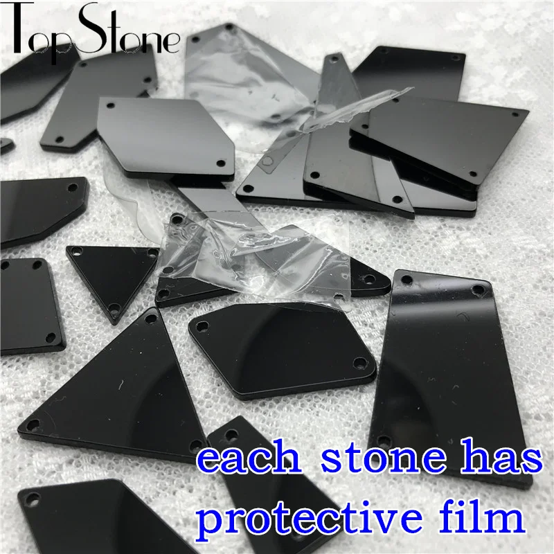 Зеркальная пришивка TopStone Black Jet стразы 30 форм с плоской задней поверхностью