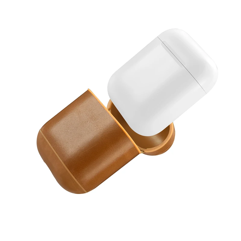 Чехол icarer для AirPods Винтажный чехол из натуральной кожи с металлическим крючком