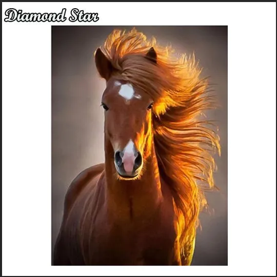 

Full Square Diamond 5D DIY Diamond Painting "Brown horse" Embroidery Cross Stitch Rhinestone Mosaic Painting Home
