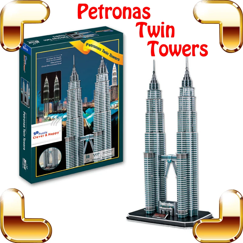 Новогодний подарок башни близнецы Petronas 3D пазл малайзийский | Пазлы -32254455009