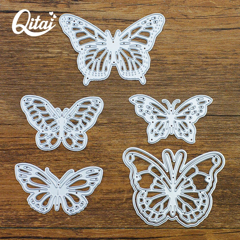 QITAI 6 шт./компл. металлические режущие штампы бабочки для DIY скрапбукинга альбом