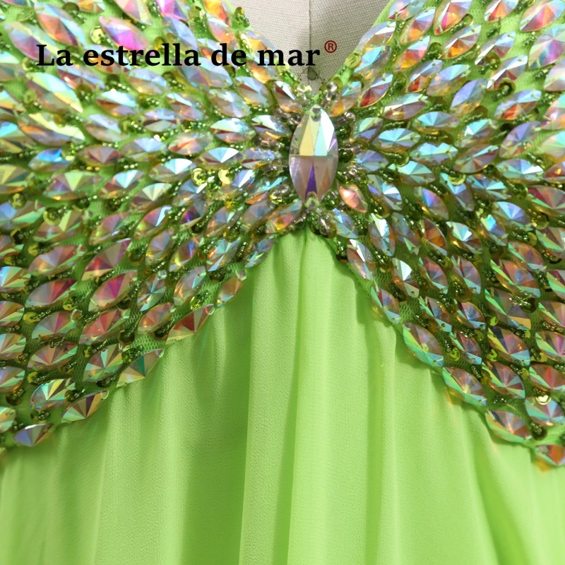 

Brautjungfernkleid New Chiffon Crystal Sexy V Neck Halter A Lline Lime Green Bridesmaid Dress Long Wedding Guest Dresses