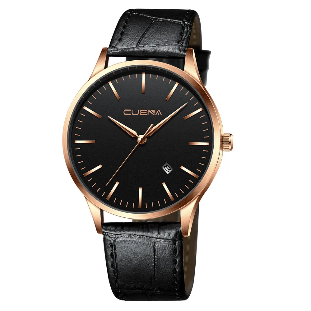 Мужские часы horloges модные спортивные из нержавеющей стали с кожаным ремешком