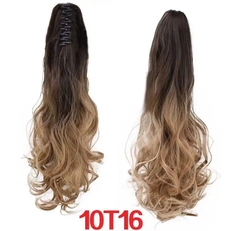 JOY& BEAUTY, 20 дюймов, длинные кудрявые синтетические волосы, высокотемпературное волокно, 120 г, Омбре, цветные накладные волосы на заколках, конские хвосты - Цвет: #4