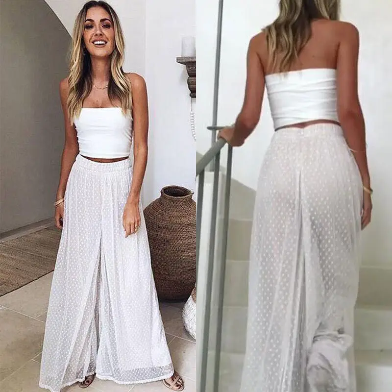 2018 хит продаж женские широкие повседневные шифоновые свободные длинные брюки с