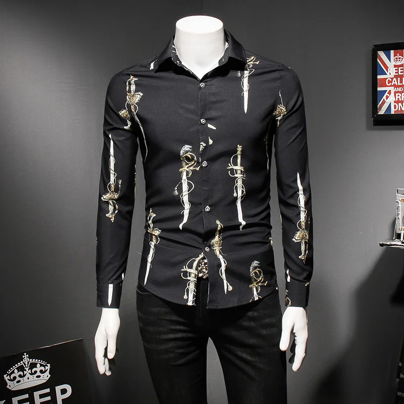 2018 Новое поступление Стильная мужская рубашка с длинным рукавом модная