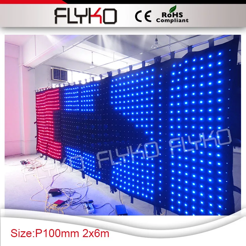 Сворачивающийся гибкий/мягкий перезаряжаемый светодиодный экран P10 2x6 м для