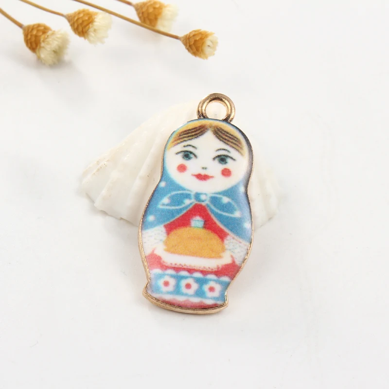 5 шт. смешанные эмалированные милые русские Матрешки Подвески Diy Ожерелье Серьги