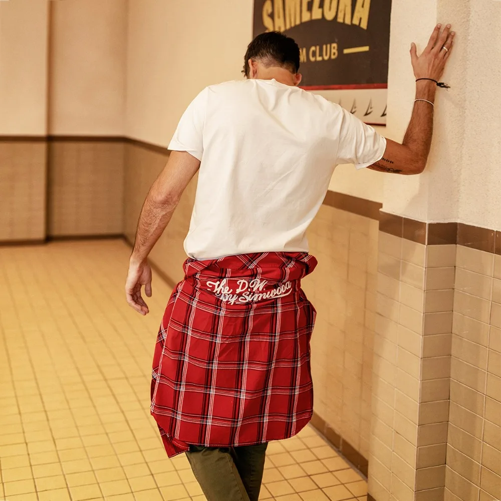 Мужская клетчатая рубашка SIMWOOD повседневная с вышитой надписью брендовая одежда