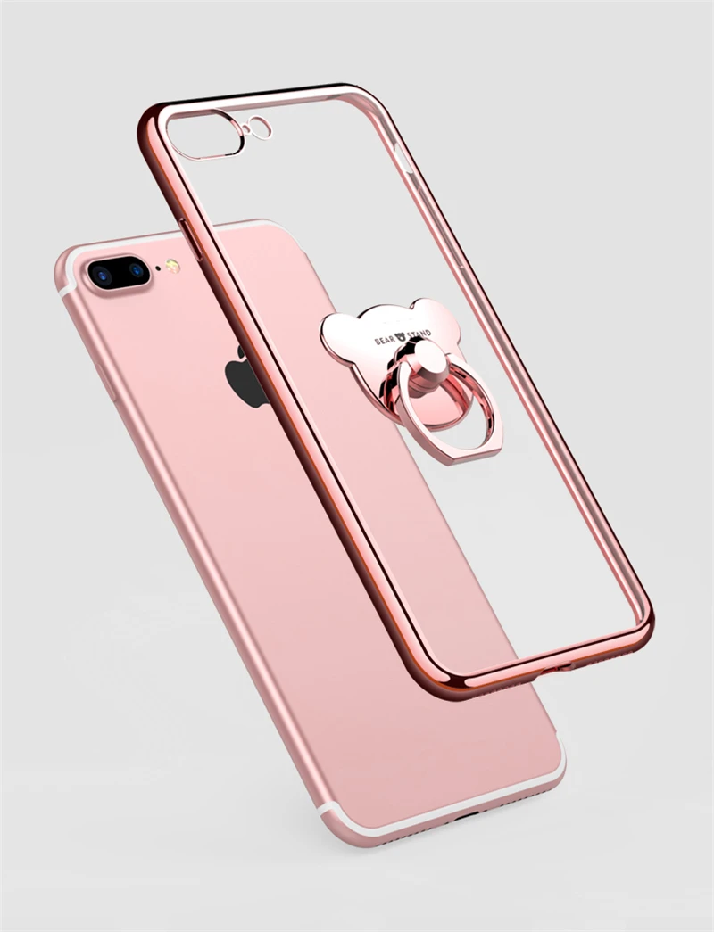 Милый мягкий силиконовый чехол с покрытием для iPhone X XS MAX XR 8 7 Plus кольцом