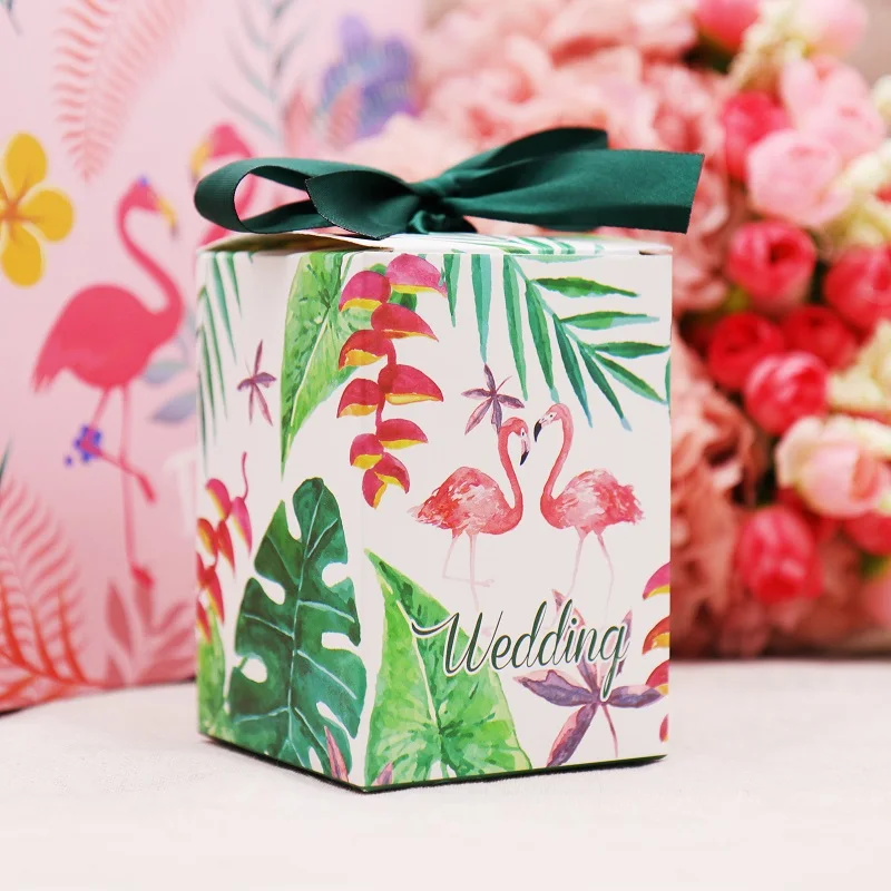 Flamingo green 10 шт. большой и маленький подарок с Unicorn коробка конфет 7 видов стилей Фламинго тема День рождения ребенка душ свадебные подарочные коробки вечерние принадлежности - Цвет: Flamingo green