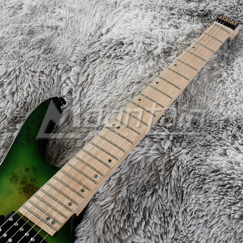 Горная безголовая гитара fret, 6 струн, электрогитара alder body burl top, 5 шт., шея, кленовый лад