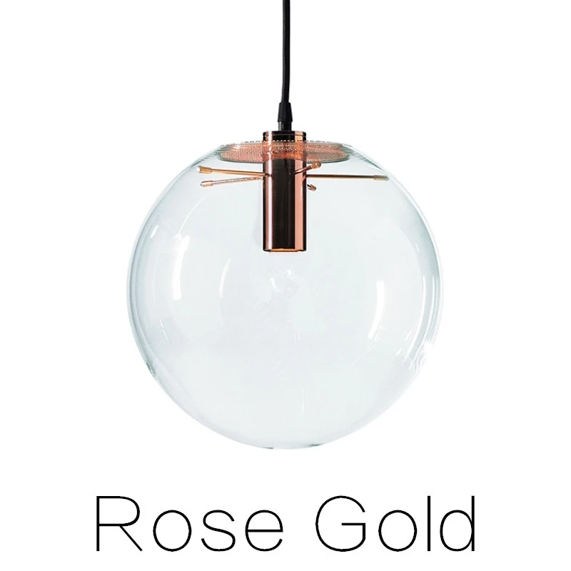 Rose Gold Скандинавский современный стиль подвесной светильник s Глобус хромированная лампа стеклянный шар подвесной светильник Прозрачный кухонный светильник закрепленный E27 домашний подвесной светильник - Цвет корпуса: Rose Gold