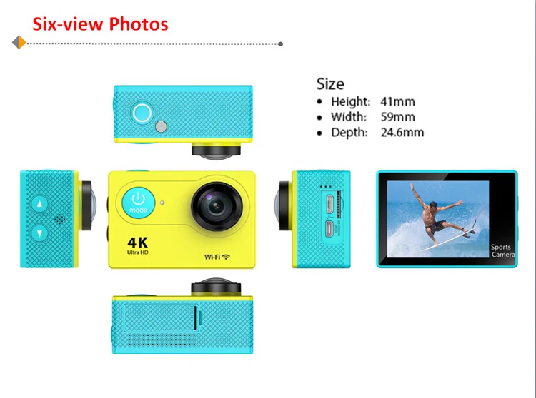Спортивная видеокамера H9 Ultra HD 4K с Wi Fi и дистанционным управлением