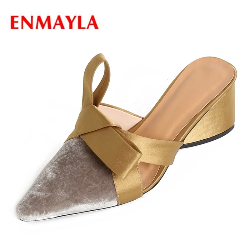 ENMAYLA  Pointed Toe  Square Heel  Casual  Slip-On  Womens Shoes  Women High Heels  Shoes Woman Size 34-40 ZYL2055