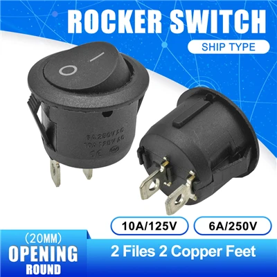 NO-OFF 2pin 2 шт./лот 20 мм мини круглый Кулисный Переключатель Пластиковый Кнопочный Переключатель 6A 250VAC 10A 125VAC вкл.-ВЫКЛ.-ВКЛ.-ВКЛ. 2Pin 3Pin - Цвет: NO-OFF 2pin