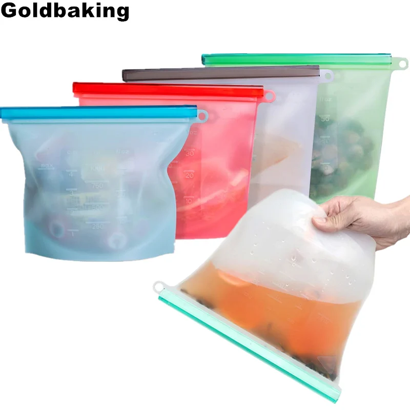 

4 шт., силиконовые пакеты для хранения продуктов, 1000/1500 мл