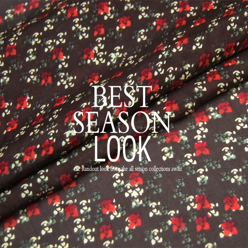 Шелковое шифоновое платье темно-коричневого цвета 100% шелк маленькое цветочное