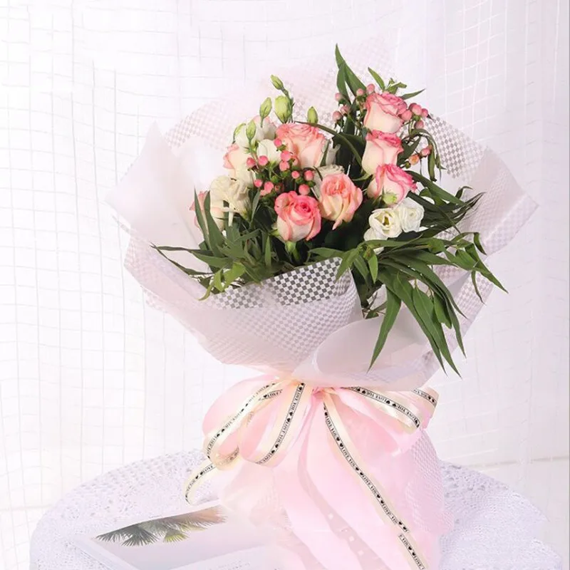2.5cm forever love and you style ribbon with flowers bouquet packaging DIY handmade materials bow for the flower | Дом и сад