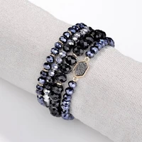 4 pcs elastic natural stone beads oval druzy charm bangles bracelets set for women glass beads bracelets for woman jewelry