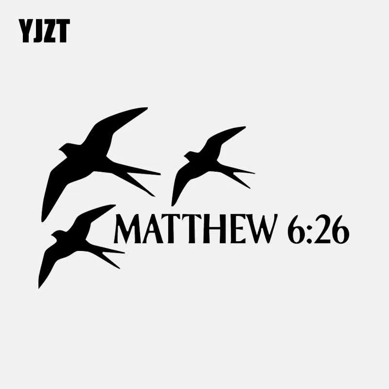

YJZT 14.5CM*8.6CM MATTHEW 6:26 Religious Christian Car Sticker Vinyl Decal Black/Silver C3-1389