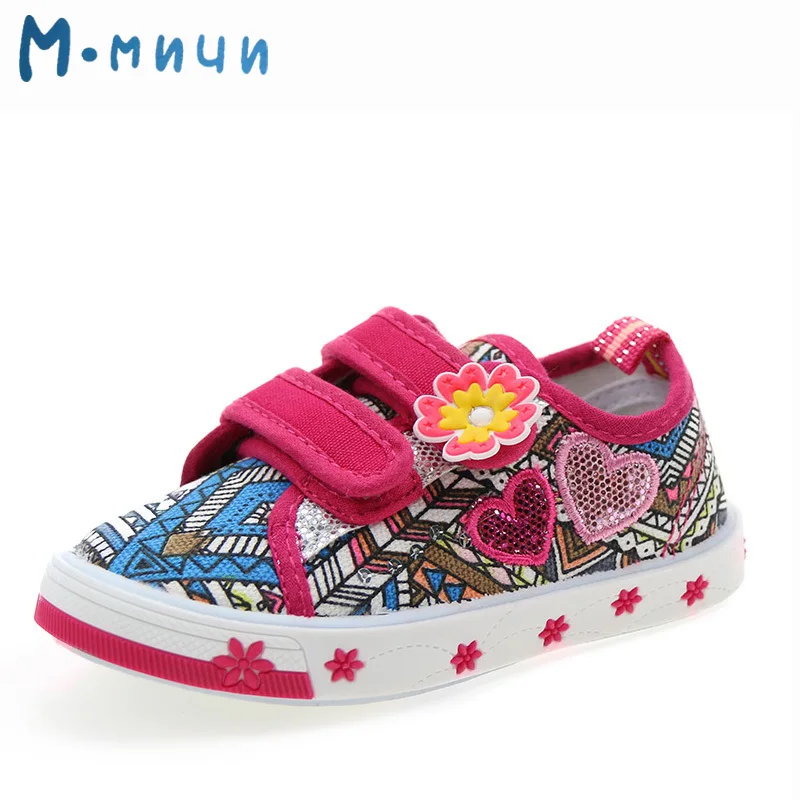 ML1482A-FUCHSIA MMnun Осенняя обувь Детская обувь Breathable Shoes Дети Малыш Девочки Мода Дети Девочка Холст обувь Плоские туфли Размер 26-31 - Цвет: ML1482A-FUCHSIA