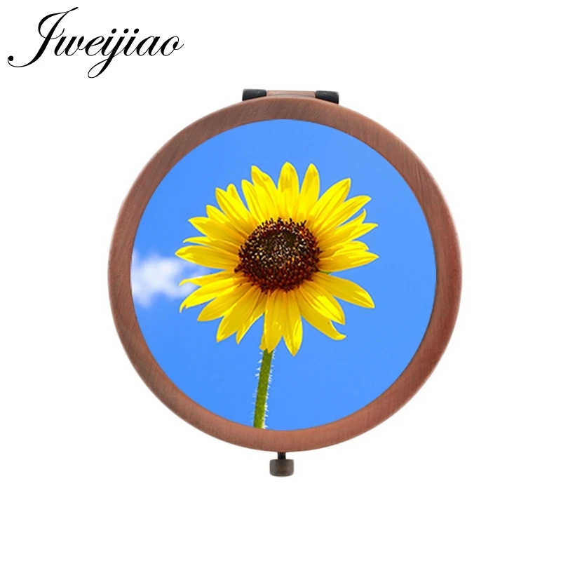 JWEIJIAO All kinds of flowers Hand Mirror Sunflowers peony orchid Lily DIY charm glass cabochon Makeup mirrors XR18 | Красота и
