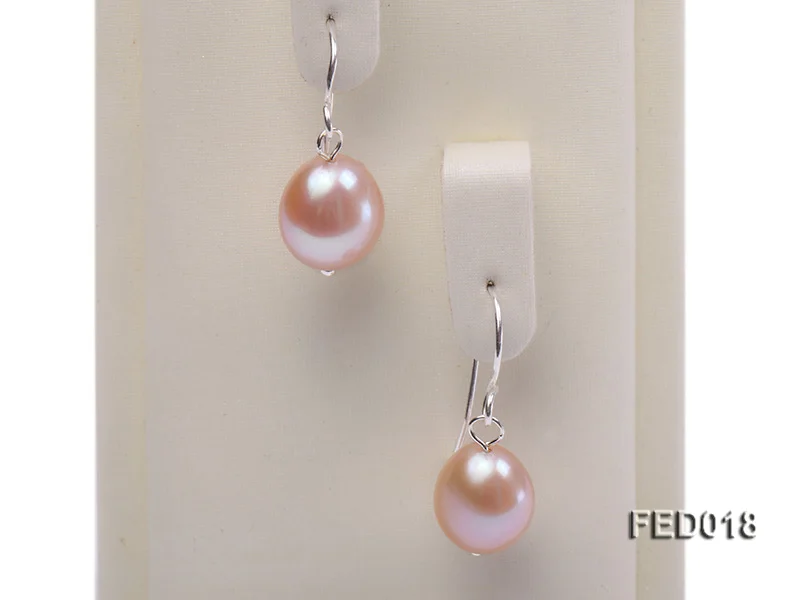 

New Arriver Natural Pearl Earrings 9-10mm Purple Color Rice Freshwater Pearls S925 Sterling Silver Dangle Earrings