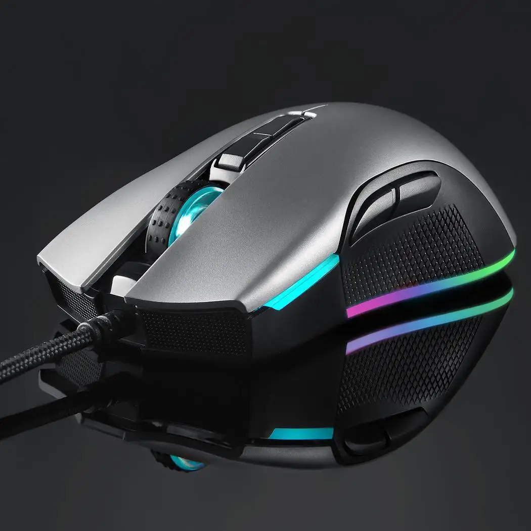 Игровая мышь V70 RGB 12000 точек/дюйм с 7 клавишами двигателем PMW3360 250IPS черная цветная
