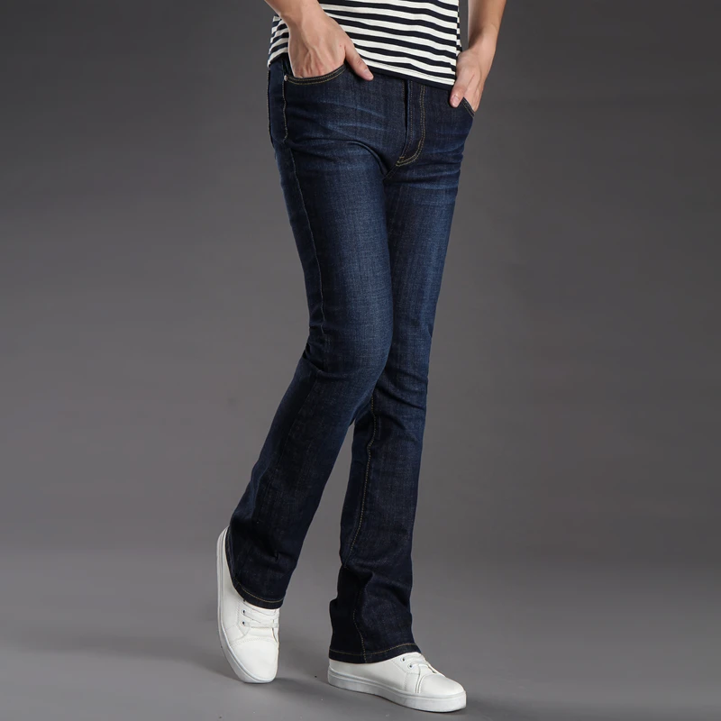 2018 New Mens Flared Bottom Jeans For Men Long Slim Bootcut Flare Stretch Pants 4 Season Size 27-38 | Мужская одежда