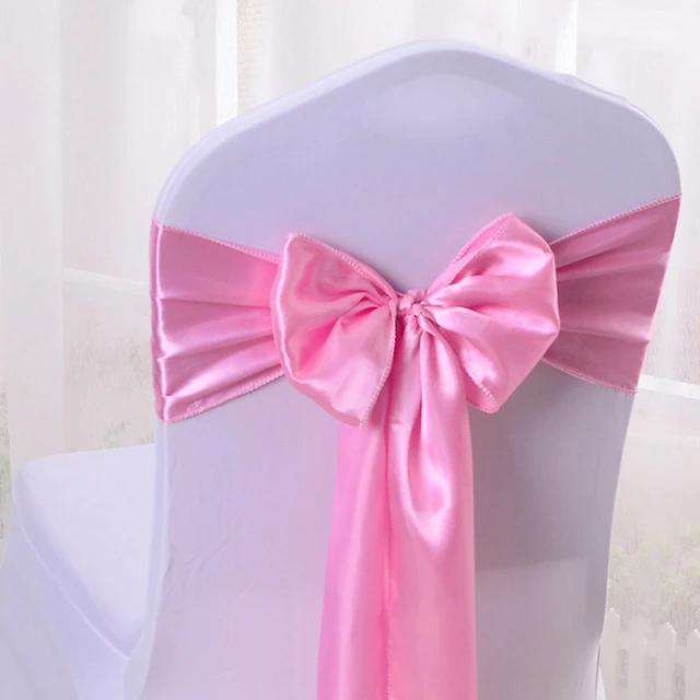 Light pink 50 шт./лот, атласные тканевые чехлы для стульев с бантом для свадебных стульев, декоративные узелки, вечерние, банкетные, гостиничные, торжественные мероприятия - Цвет: Light pink