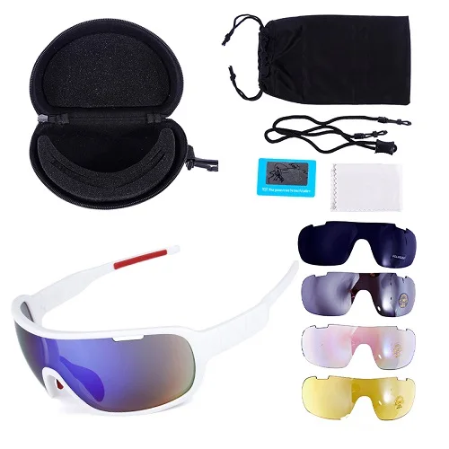 frame white Велосипедные очки солнцезащитные очки для menPolarized Велоспорт очки UV400 велосипед спортивный для езды на открытом воздухе, для езды на велосипеде, солнцезащитные очки, 5 линз, защита для глаз - Цвет: frame white