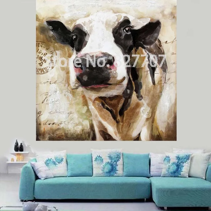 Декоративное искусство ручной маслом на холсте отпечатки корова стены картину