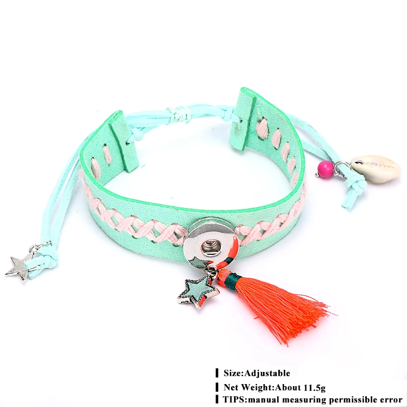 Регулируемый плетеный кожаный браслет для женщин Boho кисточка ручной работы