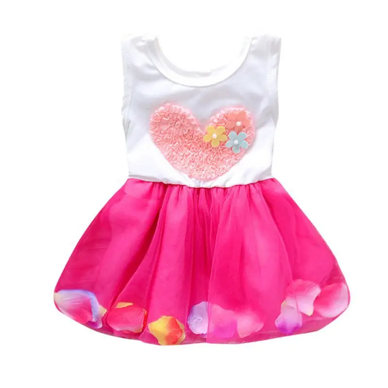 Летнее цельнокроеное платье с сердечками для девочек Хлопковое детское