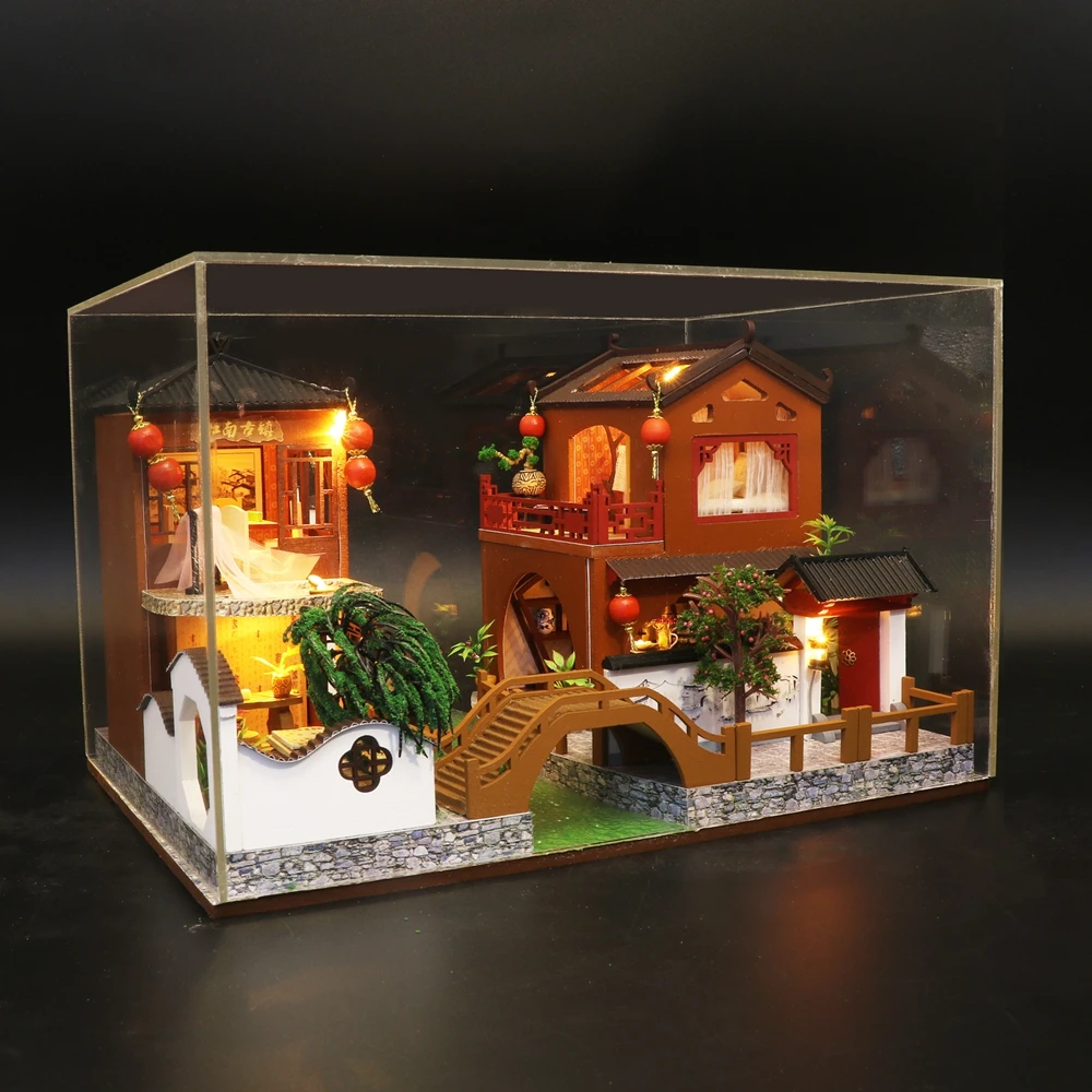 Детские игрушки Diy кукольный домик собирать деревянные Miniaturas кукольный дом мебель миниатюрный кукольный домик Головоломка Развивающие игрушки для детей