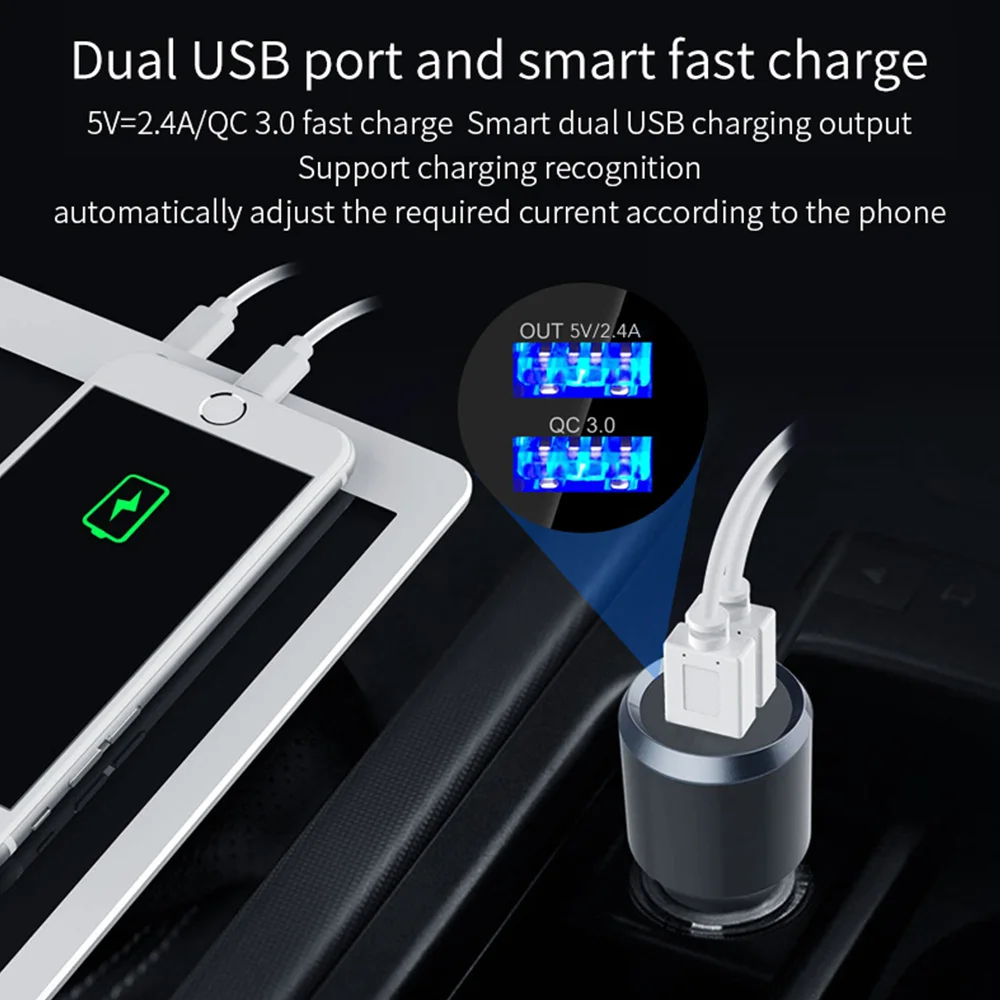 Bluetooth fm-передатчик Aux голосовой помощник Громкая связь автомобильный комплект QC3.0 быстрое зарядное устройство двойной USB Поддержка SiRi TF карта для двух устройств