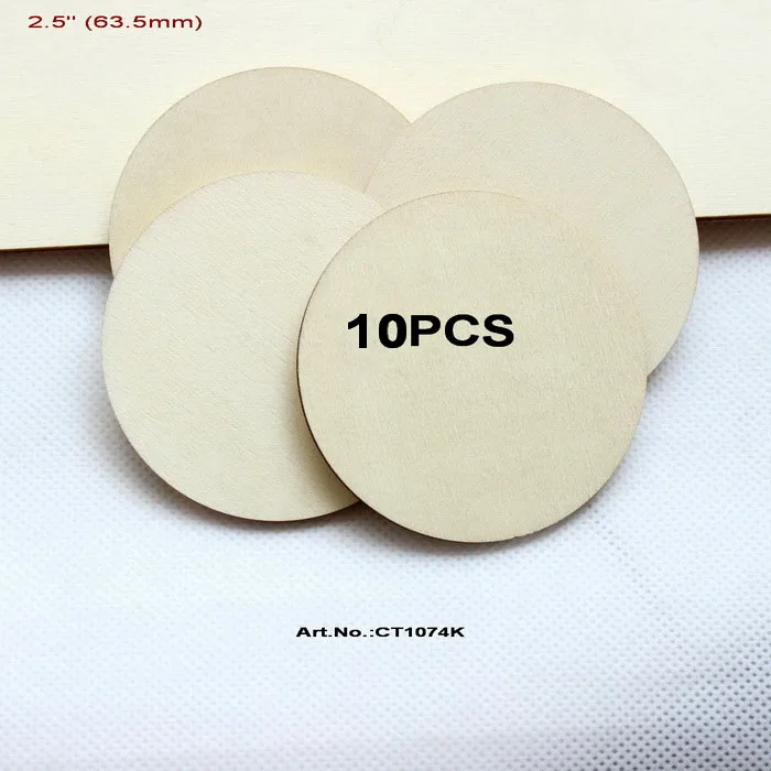 63.5 MM(2.5 In)10pcs 38 мм/50 мм/63 мм/76 мм/101 мм Пустой круг круглые большие деревянные диски поделки краски Декор деревянный круг DIY-CT1074 - Цвет: 63.5 MM(2.5 In)10pcs