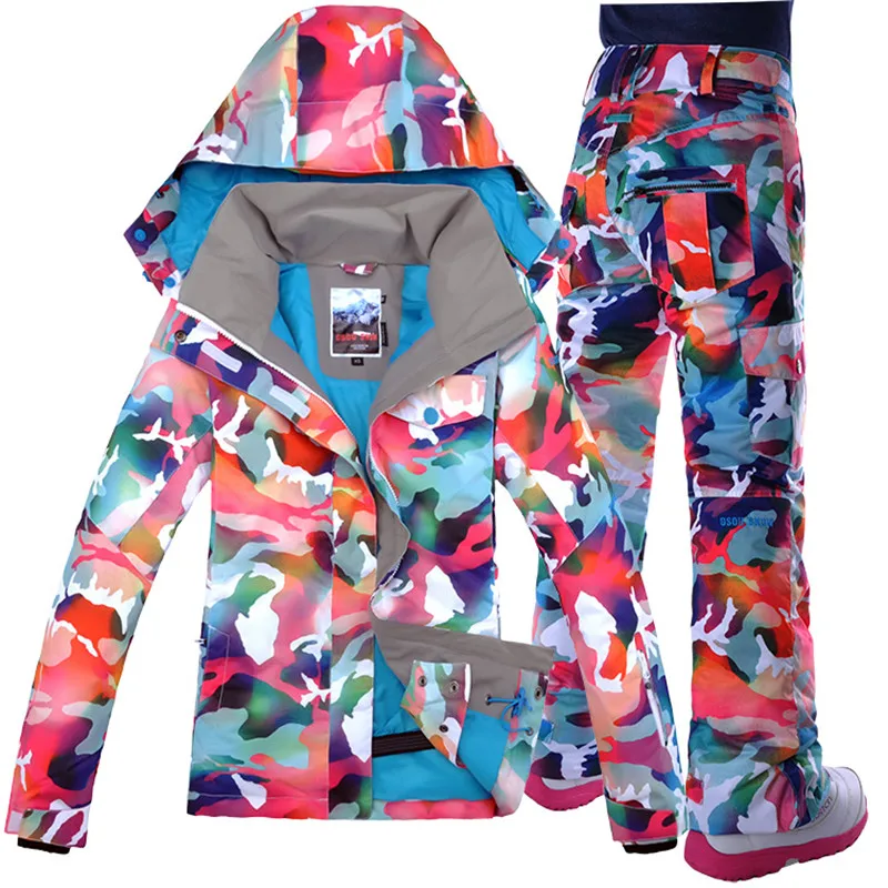 Лыжный костюм куртка и штаны лыжный Gsou для женщин улицы новый водонепроницаемый