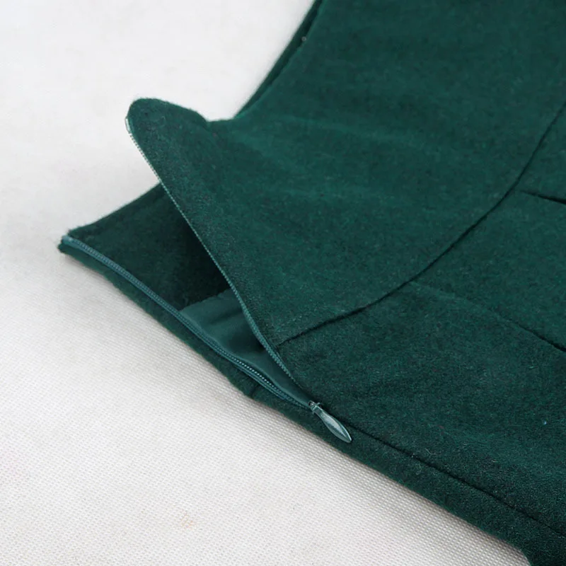 Юбка женская зимняя однотонная на молнии с закрытыми пуговицами 3 цвета|woolen