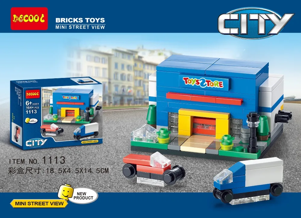Nuevo 4 unids/lote decool 1110 1113 city mini street view hotel/estacion de tren строительные блоки sitemas del juguetes|building