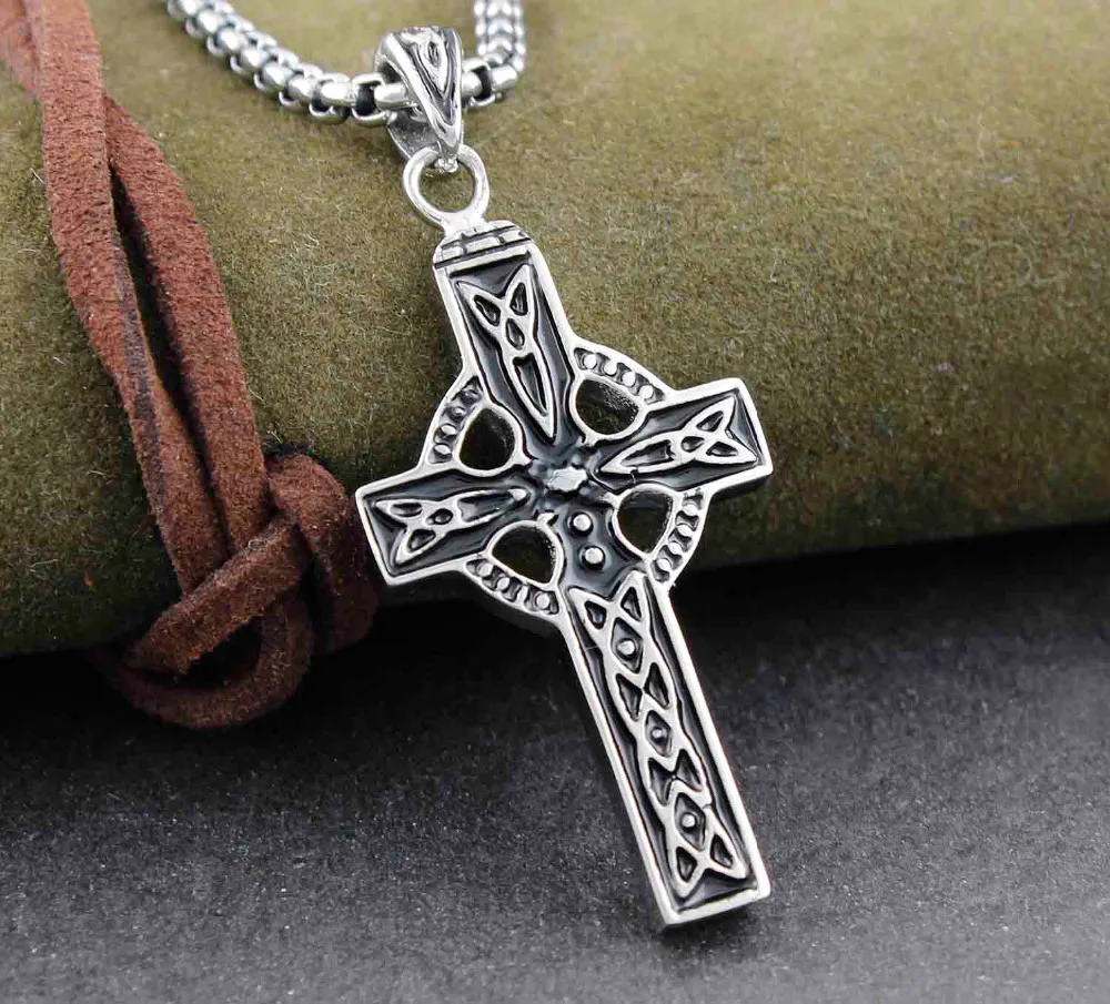 Готический кельтский крест из нержавеющей стали 316L мужское байкерское ожерелье
