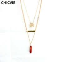 chicvie 2016 women girls fashion collar necklace popular red white stone pendant necklace boho summer trending jewelry sne160062
