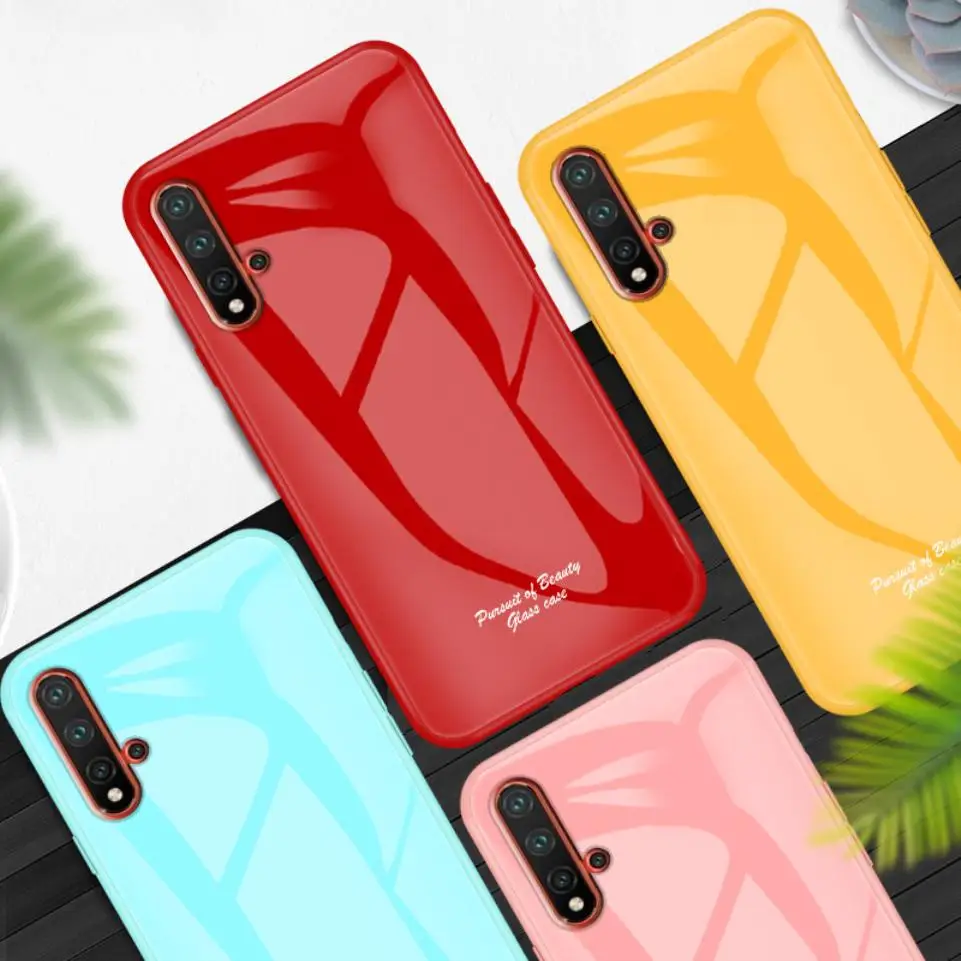 Чехол для Huawei Honor 20/20 Pro/20i/8X/8X Max/8C/Play/V20 милый цветной Тонкий Стеклянный мобильного
