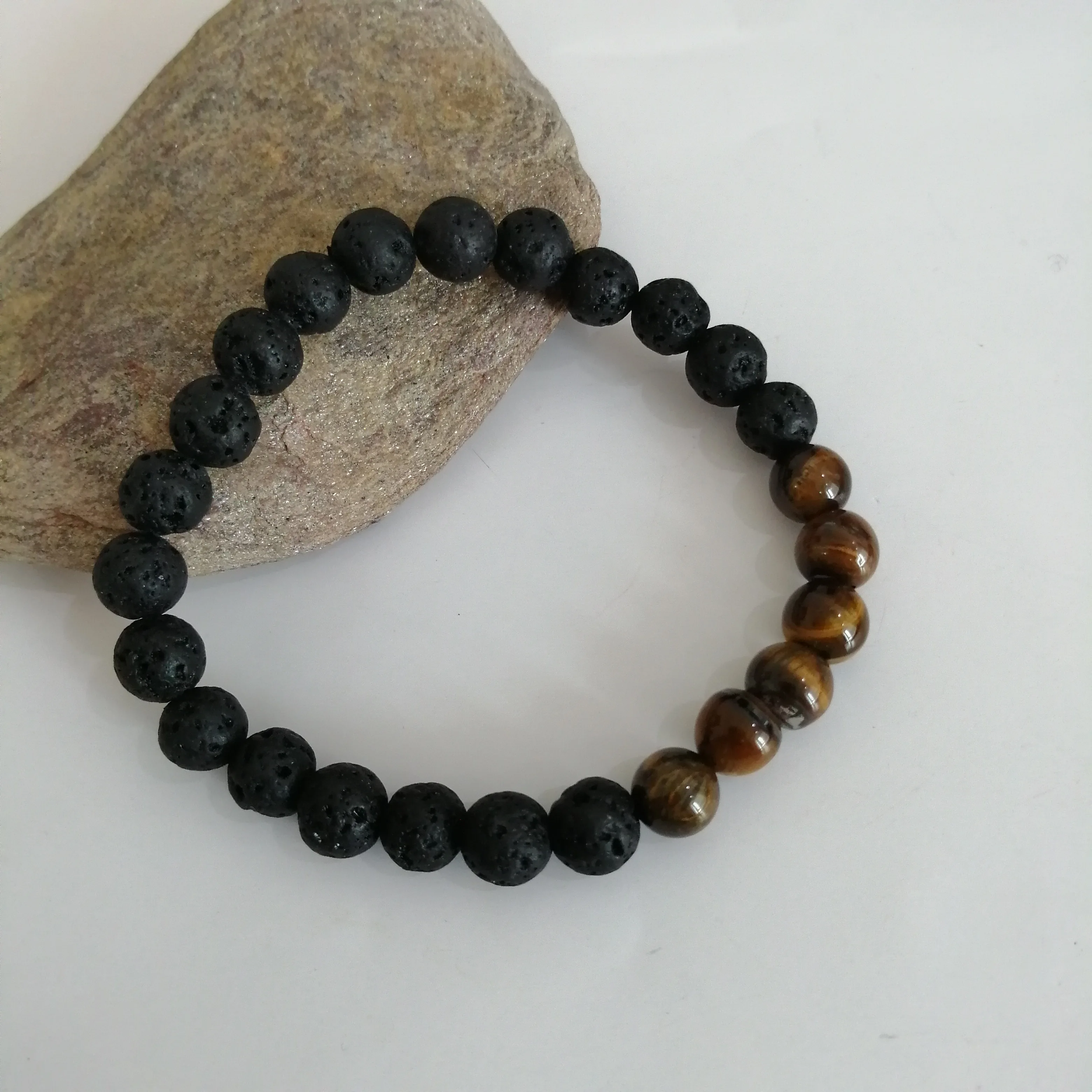 8mm Natural Tiger Eye Stone Lava Volcanic Rock Beads Adjustable Bracelet for Men Women Best Friend Hot | Украшения и аксессуары