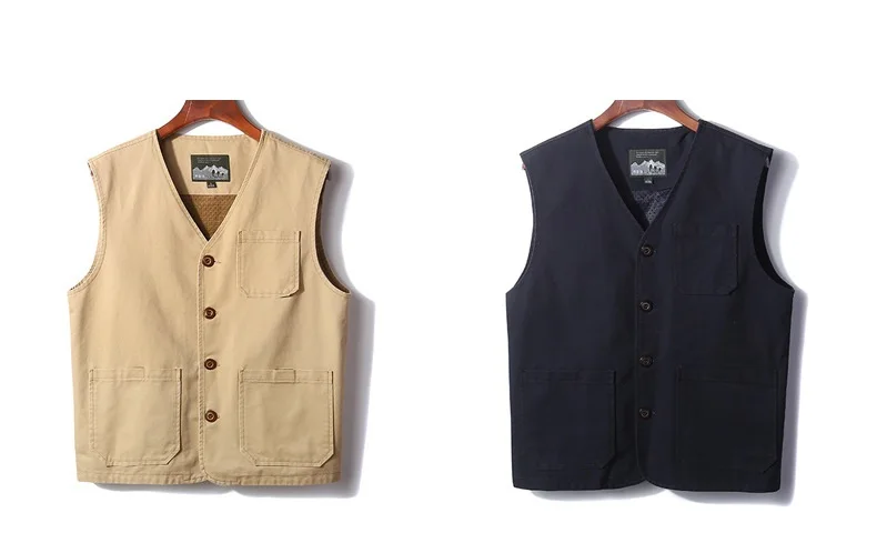 ROHOPO хлопковый мужской жилет 6xl 7xl 8xl, безрукавка для сафари, повседневный жилет, Vneck, карманы для инструментов, мужской жилет