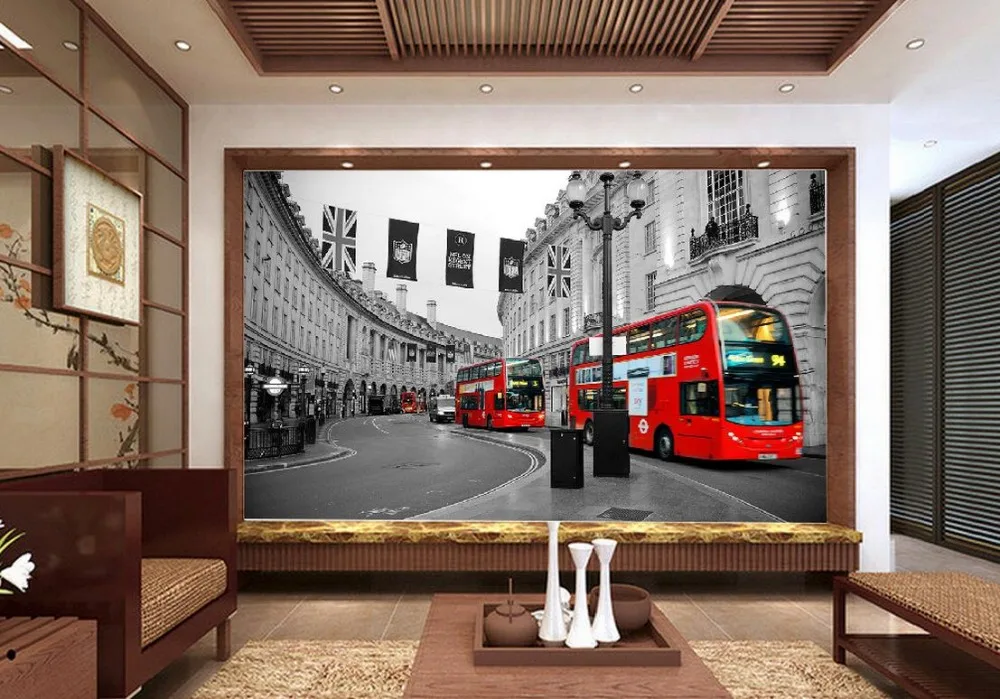Современные 3d обои для гостиной фрески красный Лондонский автобус нетканые