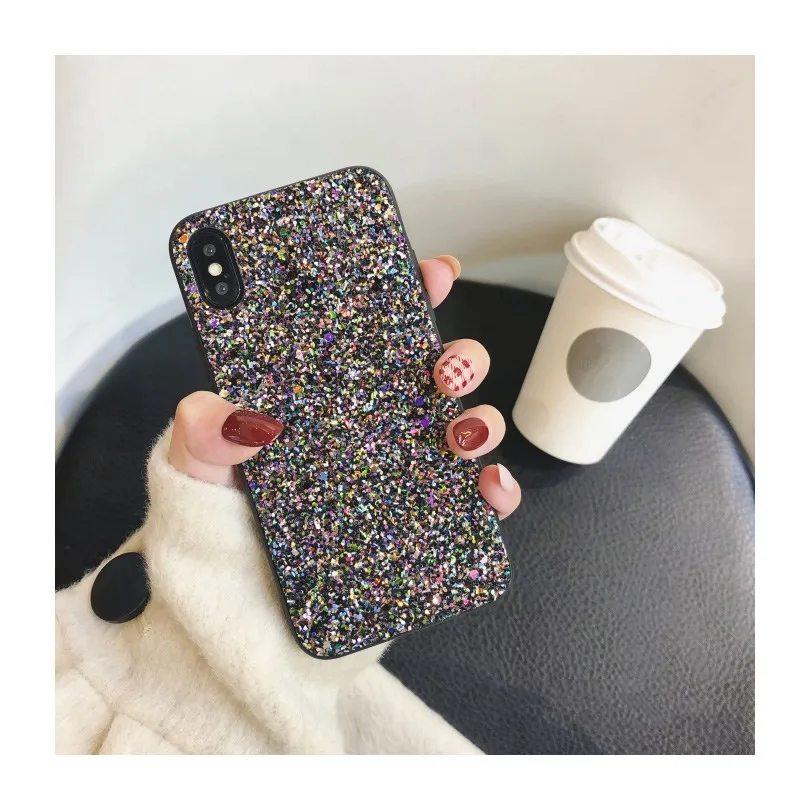 Wixcen Purple Black Crystal Sequins Phone Case Laser Glitter for IPhone 7 7plus 6 6s Plus 8 X Soft Tpu Back Cover |